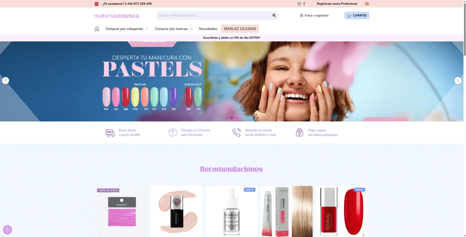 Reto Tienda online para distribuidor de estética profesional Material Estética